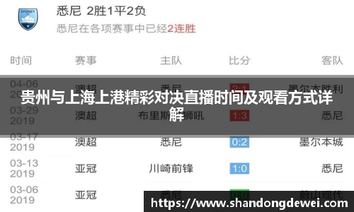 贵州与上海上港精彩对决直播时间及观看方式详解